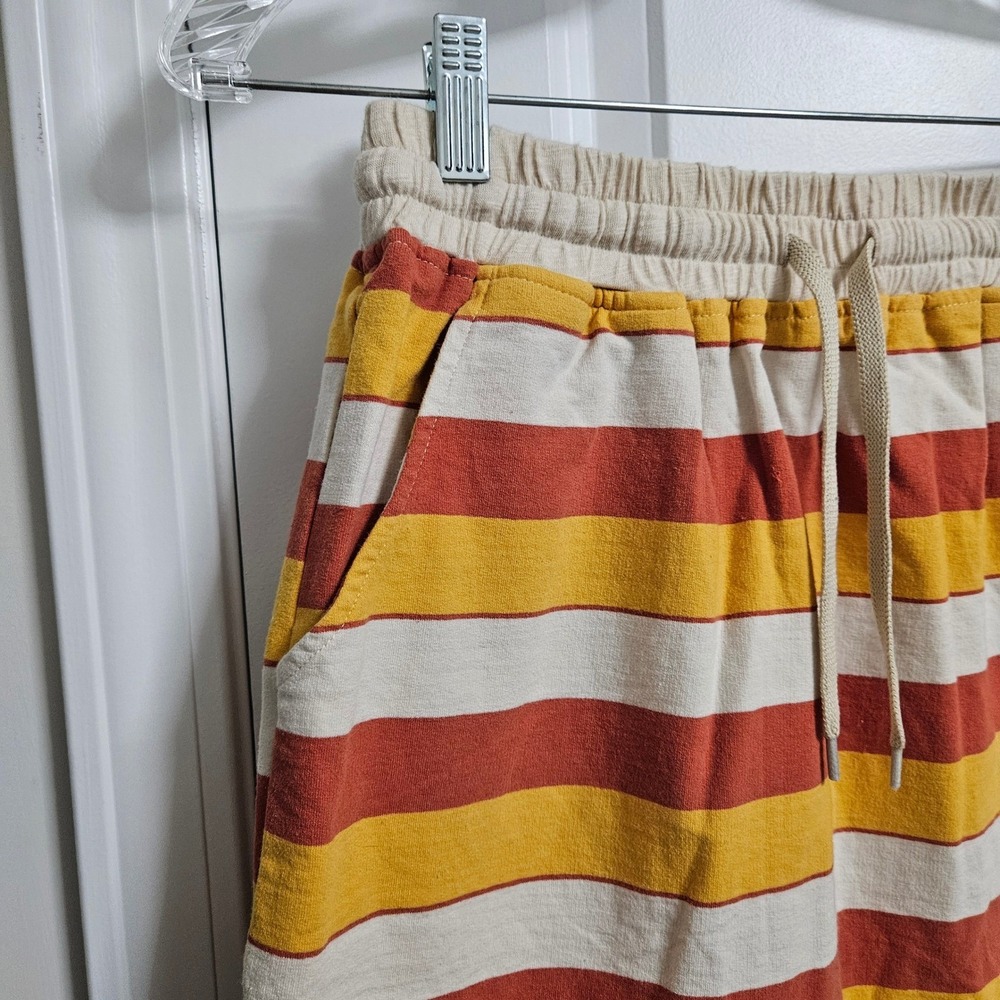 Inherit Skirt Womens Small Orange Yellow Striped Midi Knit Drawstring Retro Boho - Picture 4 of 7